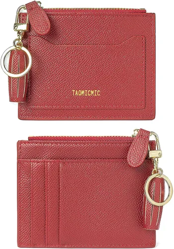 Miniatura 74 de Tarjetero delgado con bloqueo RFID, billetera de bolsillo pequeño, con cremallera Keychian para monedero, monedero y tarjetero para mujeres y hombres