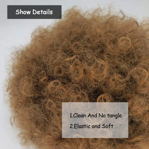 Miniatura 4 de Yinmei Baibian Extensiones de Cabello Sintéticas de Moño con Cordón Afro Rizado Crespo Degradado Marrón Tamaño Grande Peinado Recogido para Mujeres