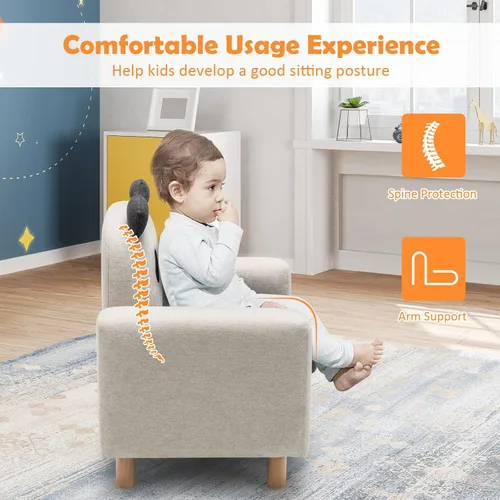 Miniatura 5 de Costzon Sofá para niños, sofá de dibujos animados para niños con marco de madera maciza, cojín grueso, sillón infantil para sala de juegos, jardín