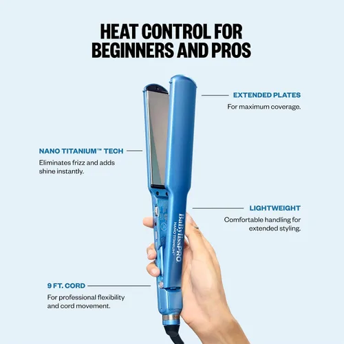 Miniatura 5 de BabylissPRO Nano Titanium Ultra-Thin Hair Straightener, Professional Flat Iron, 5-Inch Extended Plates for Faster Straightening, for All Hair Types