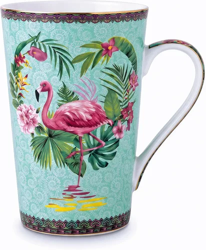 Miniatura 11 de Taza de café de porcelana de hueso, taza de café alta, taza de té floral de 14 onzas, taza de café alta, regalos para mujeres y madres, regalos