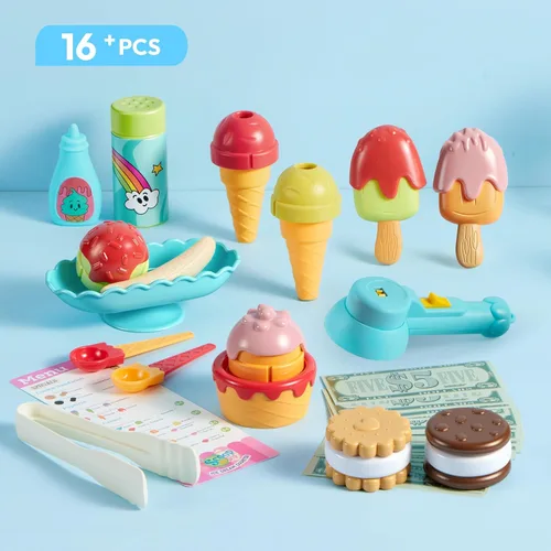 Miniatura 3 de lalalark Juguete de helado para niños pequeños, comida de juego que cambia de color, juguete de simulación para juegos de rol, accesorios de cocina