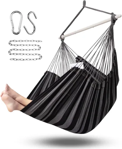Miniatura 10 de ADVOKAIR Silla hamaca colgante silla columpio de cuerda XXL – Máximo 500lbs, silla hamaca columpio grande de 70in – Barra separadora de acero