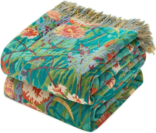 Miniatura 52 de MSGKV Manta de Tiro 100% Algodón para Cama Sofá Otoño 90''x 98'' Mantas de Muselina Súper Suaves Cálidas Colcha Bohemia Ligera Mantas Decorativas
