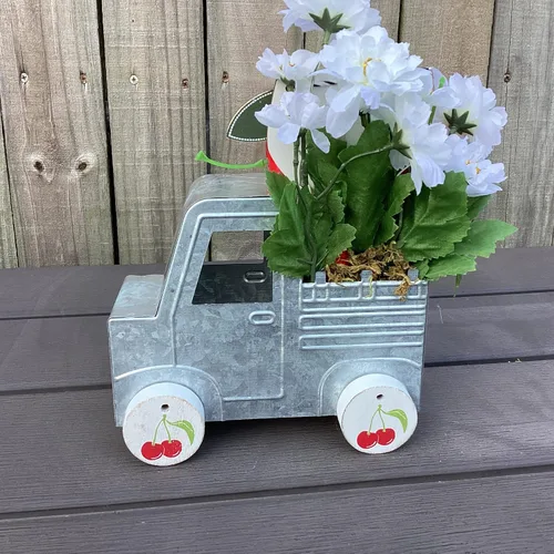 Miniatura 3 de AGD Summer Decor - Cherry Lime Theme Floral Galvanized Metal Truck Display
