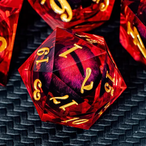 Miniatura 18 de ARUOHHA Juego de dados DND de núcleo líquido, 7 piezas de dados de resina azul afilados compatibles con juegos de rol D&D, juego de dados