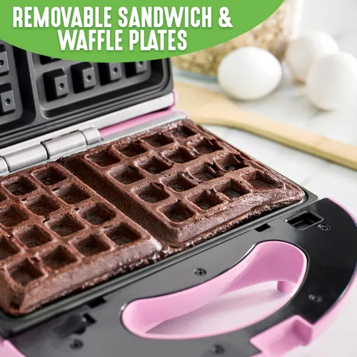 Miniatura 3 de GreenLife Sandwichera Eléctrica para Waffles, Tostadora, Prensa Panini con Placas Antiadherentes de Cerámica Saludables, Perfecta para Sándwiches