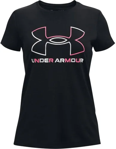 Under Armour - Camiseta de manga corta para niñas, con logotipo grande, de tela Tech