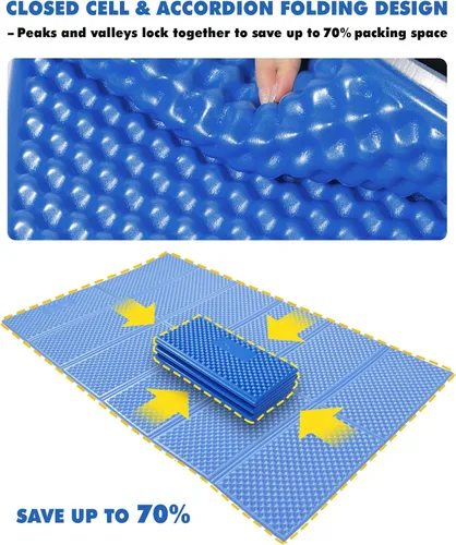 Miniatura 7 de Almohadilla de Espuma para Dormir de Camping Liviana de Celda Cerrada Plegable Colchoneta de Camping a Prueba de Humedad Colchón Portátil para Azul