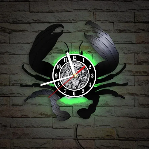Miniatura 8 de The Geeky Days Big Crab - Reloj de pared LED con mando a distancia, 7 colores, luz de 12 pulgadas, cuarzo silencioso, náutico, océano, mariscos