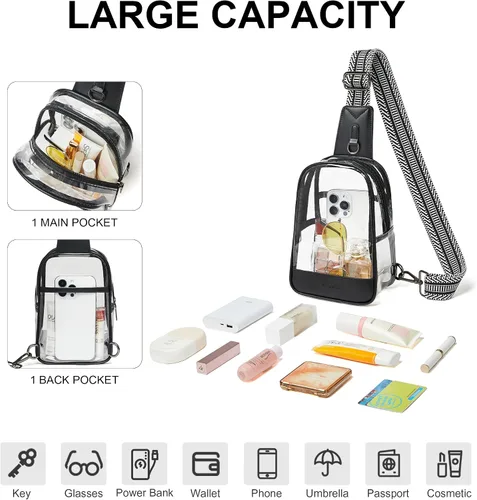 Miniatura 4 de Shrrie Clear Bag for Stadium Events Transparent Crossbody Bag Clear Purse for Women&Men-Stadium Approved, Concerts&Sports