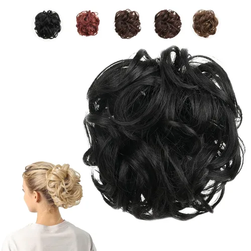 Miniatura 15 de Juvabun Moño desordenado con clip de garra, rubio playa, piezas de cabello para mujer, extensiones onduladas y rizadas en moño, extensión de cabello