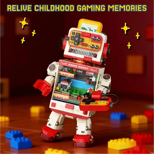 Miniatura 6 de Fantastic Idea Game Robot Juego de bloques de construcción, juguetes de construcción de consola de juegos retro, colección y exhibición