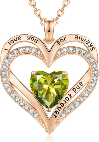 Miniatura 91 de CDE Collares de piedra natal para mujer, plata de ley 925, collar con colgante de corazón para siempre, Navidad, cumpleaños, aniversario, día de San