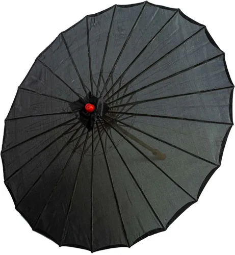 Miniatura 2 de THY COLLECTIBLES Parasol chino japonés de 33 pulgadas para bodas, fotografías, disfraces, cosplay, decoración y otros eventos, color sólido (negro)