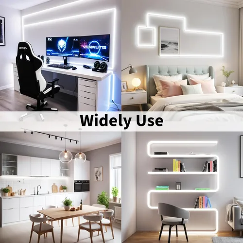 Miniatura 6 de Resistente al agua IP65, tira de luz LED flexible impermeable de 12 V, tiras de luz LED cortables de 16.4 pies, 300 unidades de cadena de Blanco