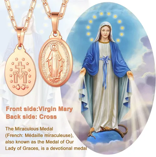 Miniatura 256 de U7 Saint Benedict/Michael Medal Necklace, 316L Stainless Steel Virgin Mary Necklace for Men Women, Bible Verse Protection Necklace Catholic