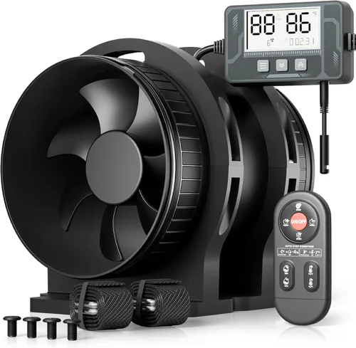 Miniatura 8 de Ventilador de conducto en línea de 4 pulgadas con controlador de velocidad, ventiladores en línea mejorados, ventilador de conducto de escape