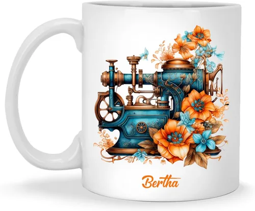 Miniatura 17 de Taza de café personalizada de pila de tela e hilos, Taza de máquina de coser, Taza de cerámica con nombre personalizado Regalos para amantes