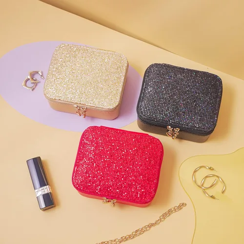 Miniatura 7 de AILONMEI Pequeña caja organizadora de joyas para mujeres, minicajas de joyería de cuero portátiles, almacenamiento de aretes, anillos de viaje