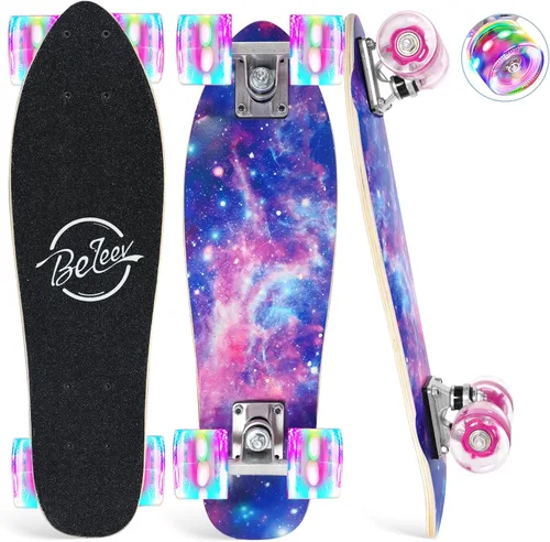Miniatura 8 de BELEEV Patinetas de 22 pulgadas para niños, patineta cruiser para principiantes, niños, niñas, adolescentes y adultos, patinetas mini clásicas