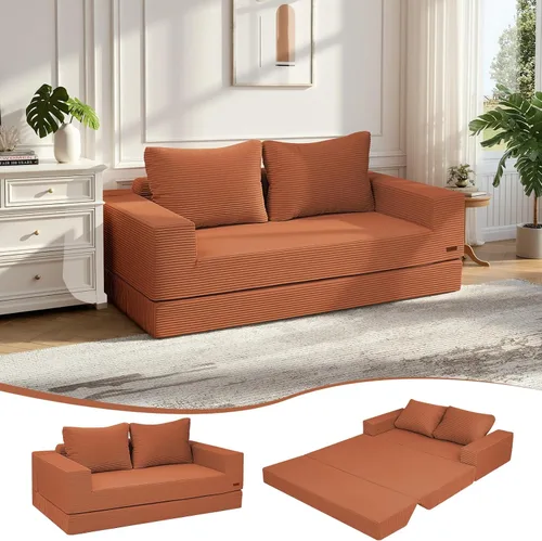 Miniatura 18 de COMAX Sofá cama futón, sofá cama convertible 4 en 1, sofás plegables sin hueso para sala de estar, plegable pequeño sofá biplaza plegable en el Negro