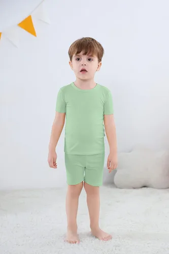 Miniatura 5 de GUISBY Pijama corto suave de rayón para bebés, niños y niñas, conjunto de 2 piezas