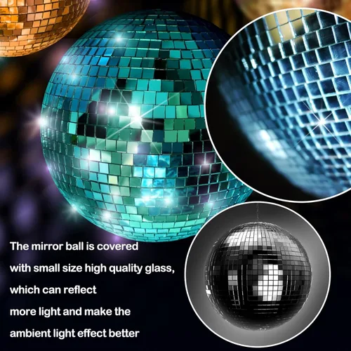 Miniatura 5 de 17 Piezas de Decoración de Bola de Discoteca: Mini Bolas de Discoteca de Espejo Colgantes Grandes de Varios Tamaños - Adornos de Navidad Plateados