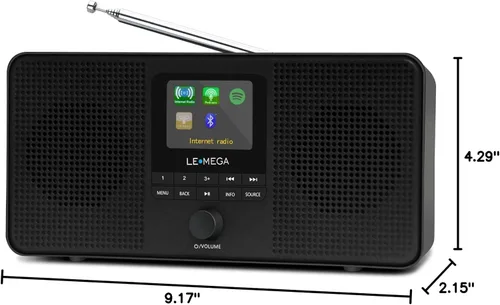 Miniatura 8 de LEMEGA IR4S Radio WiFi de Internet Estéreo, Radio Digital FM, Spotify Connect, Altavoz Bluetooth, Reloj de Alarma Dual, 40 Preajustes, Salida