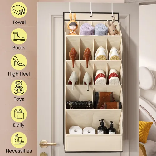 Miniatura 2 de Mefirt - Zapatero sobre la puerta para armario para más de 18 pares, organizador de zapatos de puerta con grandes bolsillos transpirables, zapatero