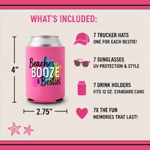 Miniatura 4 de Awkward-AF Beaches Booze & Besties - Paquete de fiesta (juego de 4), regalo de fiesta para fiestas, vacaciones de primavera, viaje de niñas