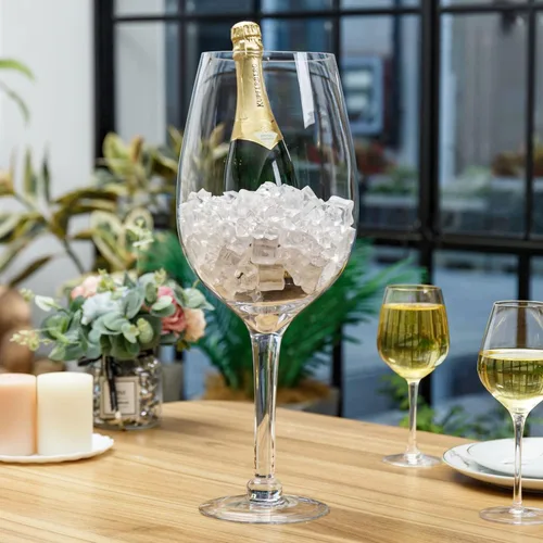 Miniatura 4 de Copa de vino gigante transparente de 20 pulgadas cristal soplado a mano decorativos novedad cristalería/enfriador de champaña Magnum Bordeaux