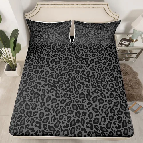 Miniatura 3 de Juego de ropa de cama con estampado de leopardo, tamaño individual, juego de cama de guepardo africano para decoración de dormitorio