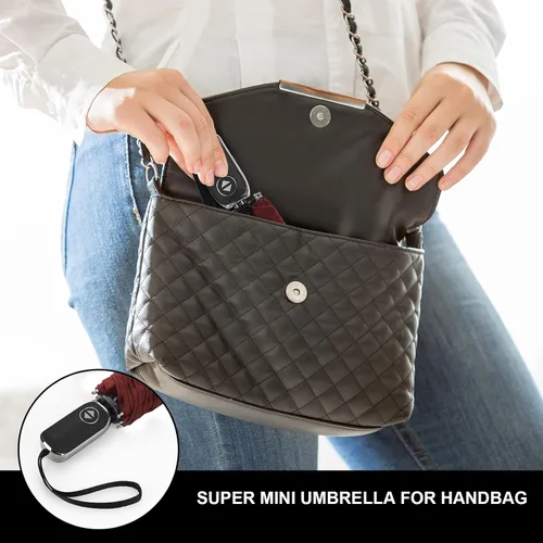 Miniatura 92 de LEAGERA Paraguas de viaje compacto para bolso, mango plano, impermeable para lluvia ligera