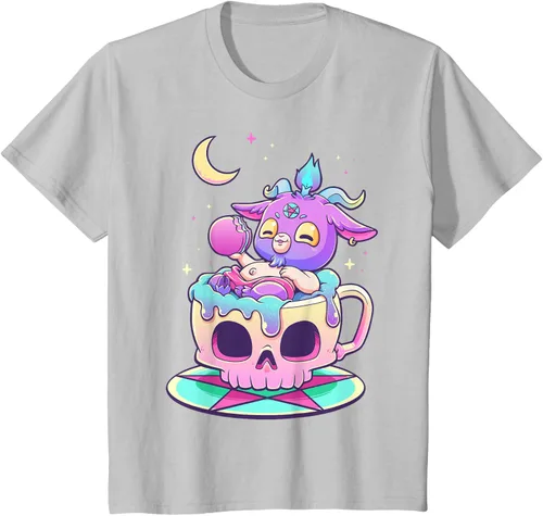 Miniatura 72 de Kawaii Pastel Goth Cute espeluznante Pentáculo Baphomet - Camiseta de cabra, Negro