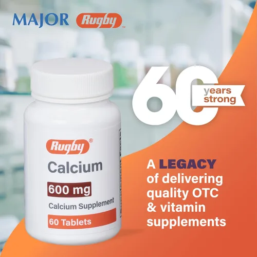 Miniatura 6 de Rugby - Tabletas de calcio de 600 mg - Suplemento de calcio - 60 unidades (1 paquete)