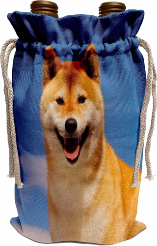 3dRose Estados Unidos, California, obispo. primer plano de pedigrí Shiba Innu perro - Bolsas de vino (wbg_331086_1)