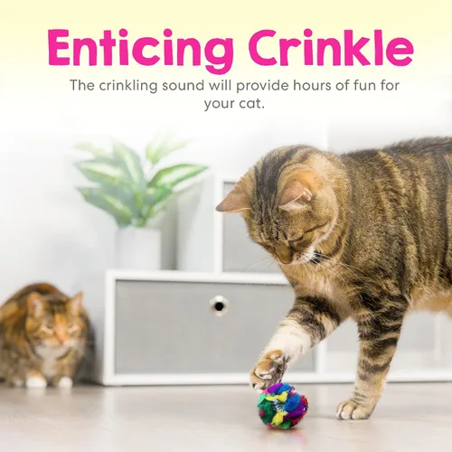 Miniatura 2 de Paquete de 4 bolas de juguete arrugadas para gatos Juguetes suaves para gatos y gatitos de interior Acetato de grado alimenticio más seguro que