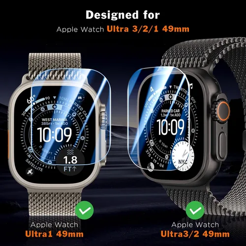 Miniatura 3 de LK Pack de 3 para Apple Watch Ultra 3 Protector de Pantalla 49mm [Cero-Falla] HD Top 9H Vidrio Templado Apple Watch Ultra / Ultra 2 Protector