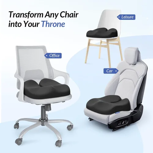 Miniatura 7 de ZIKEE - Cojín de asiento ergonómico con pendiente para muslos para largas sesiones de sentado, cojín de espuma viscoelástica para silla de oficina
