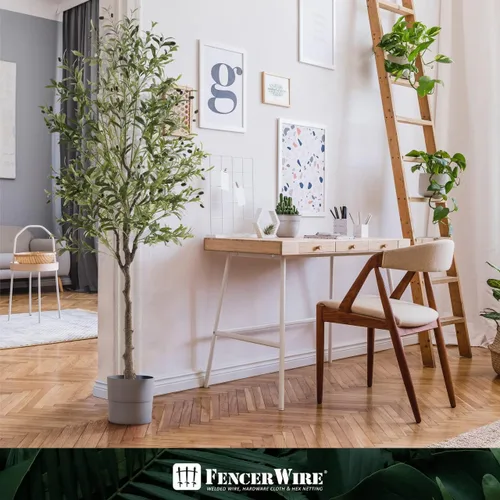 Miniatura 7 de Fencer Wire Árbol topiario artificial en maceta, rama de olivo sintético y fruta, decoración moderna de planta sintética en maceta para interiores