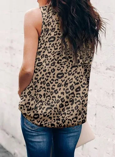 Miniatura 2 de Dokotoo - camisetas casuales sin mangas con cuello halter y estampado de leopardo para mujer