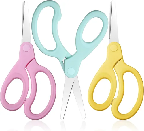Miniatura 7 de Tijeras de acero inoxidable para zurdos de 5.5 in, de agarre suave, tijeras de oficina para oficina, hogar, escuela, suministros (3 piezas)