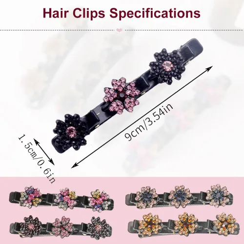 Miniatura 2 de 2 pinzas para el cabello trenzadas con piedra de cristal brillante, accesorios de cabello para mujer para corte de peinado, pinzas de pelo trenzadas