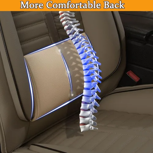 Miniatura 3 de Juego de fundas de asiento de automóvil para GMC Canyon 2015-2025, juego de fundas de asiento delantero de cuero con soporte lumbar, protector