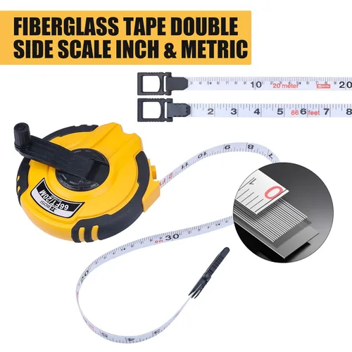 Miniatura 4 de B BOSI - Cinta métrica de fibra de vidrio de 65 pies/65.6 ft, autobloqueo, rebobinado 3X, escala métrica/pulgada