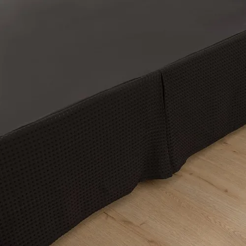 Miniatura 7 de Falda de cama tamaño Full - Faldones de 30 cm de caída con esquinas divididas, falda de cama plisada con textura de gofre, ajustable para el polvo