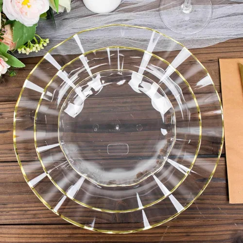 Miniatura 22 de Efavormart - Platos de cena de 11 pulgadas – Juego de 10 platos desechables redondos de plástico negro con borde dorado rizado – Vajilla elegante
