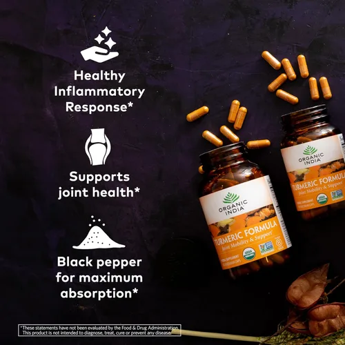 Miniatura 3 de ORGANIC INDIA Suplemento herbario de curcumina de cúrcuma, movilidad articular y apoyo del sistema inmunológico, respuesta inflamatoria saludable