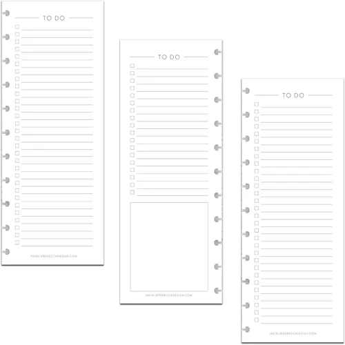 BetterNote - Recambios de lista de tareas delgadas para cuadernos de disco, lista de verificación de media hoja, se adapta a Levenger Circa, Staples
